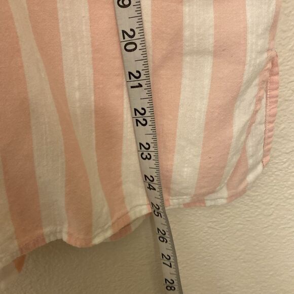 Old navy white pink pin stripe cotton rayon button front Top blouse XL - Picture 6 of 6